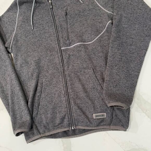 Merrell FullZip Gray Hoodie Sweatshirt Mens Medium Fuzzy Inside Outdoor Gorpcore - Picture 2 of 9
